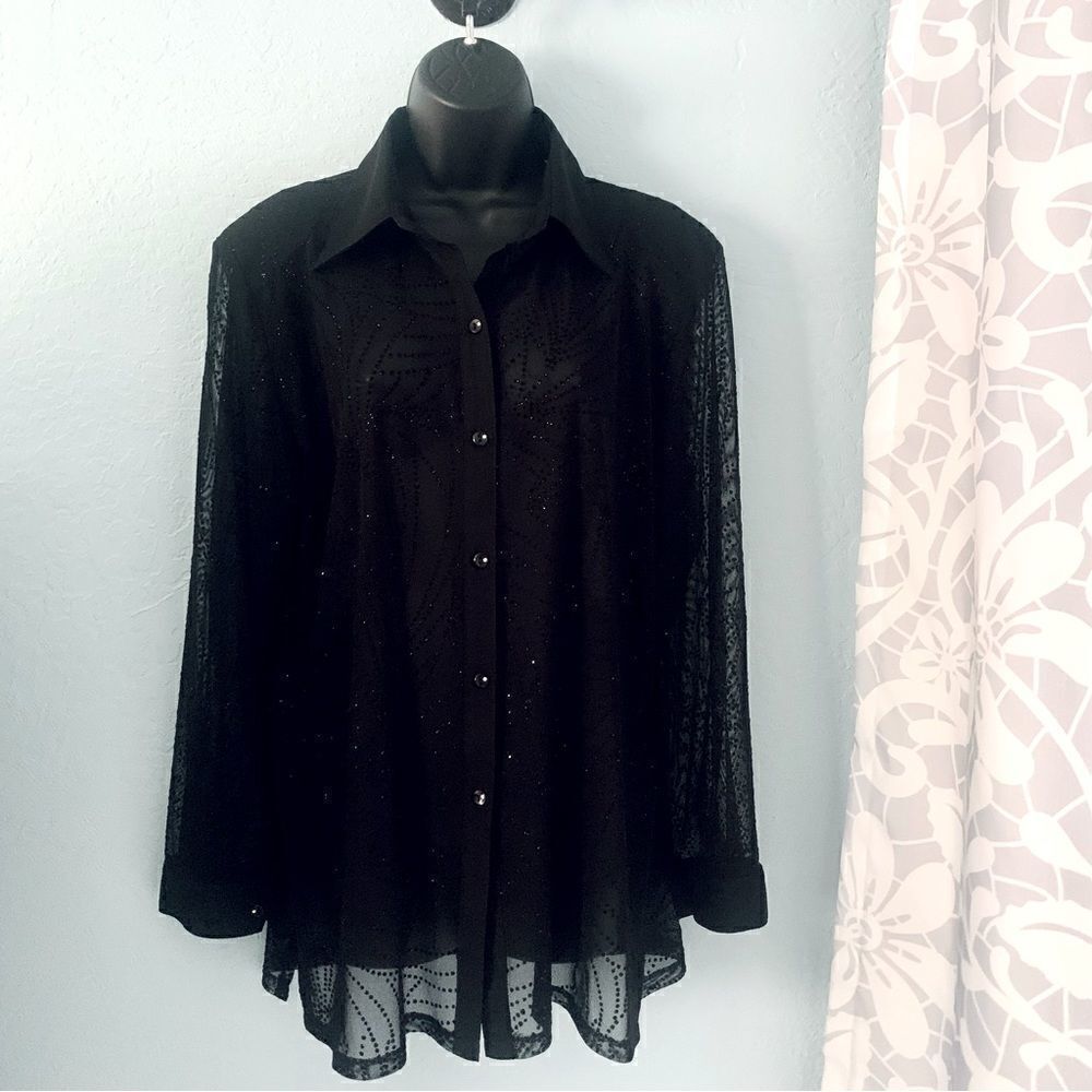 Chic Black Sheer Women's Blouse